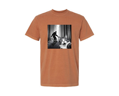 brand:Comfort Colors|color:Yam|Cat Selfie With Sasquatch Graphic T-Shirt
