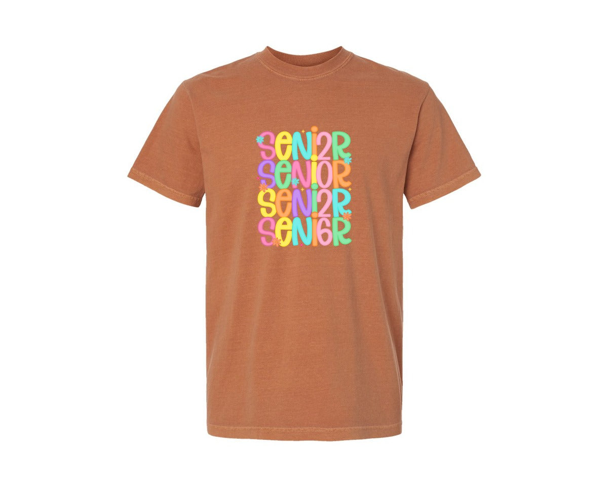 brand:Comfort Colors|color:Yam|Preppy Senior 2026 Floral Class Of Graphic T-Shirt