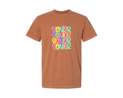 brand:Comfort Colors|color:Yam|Preppy Senior 2026 Floral Class Of Graphic T-Shirt