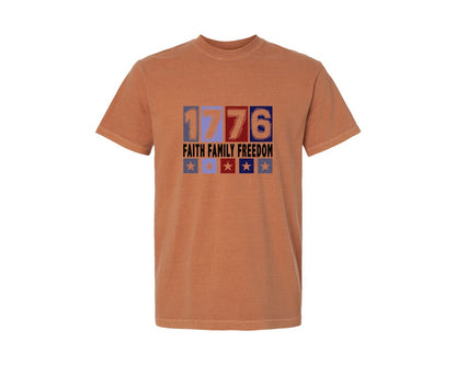 brand:Comfort Colors|color:Yam|Faith Family Freedom 1776 4Th O Graphic T-Shirt