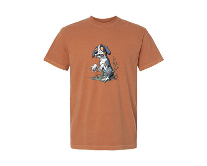 brand:Comfort Colors|color:Yam|Zombie Dog Spooky Horror Cartoon Graphic Graphic T-Shirt