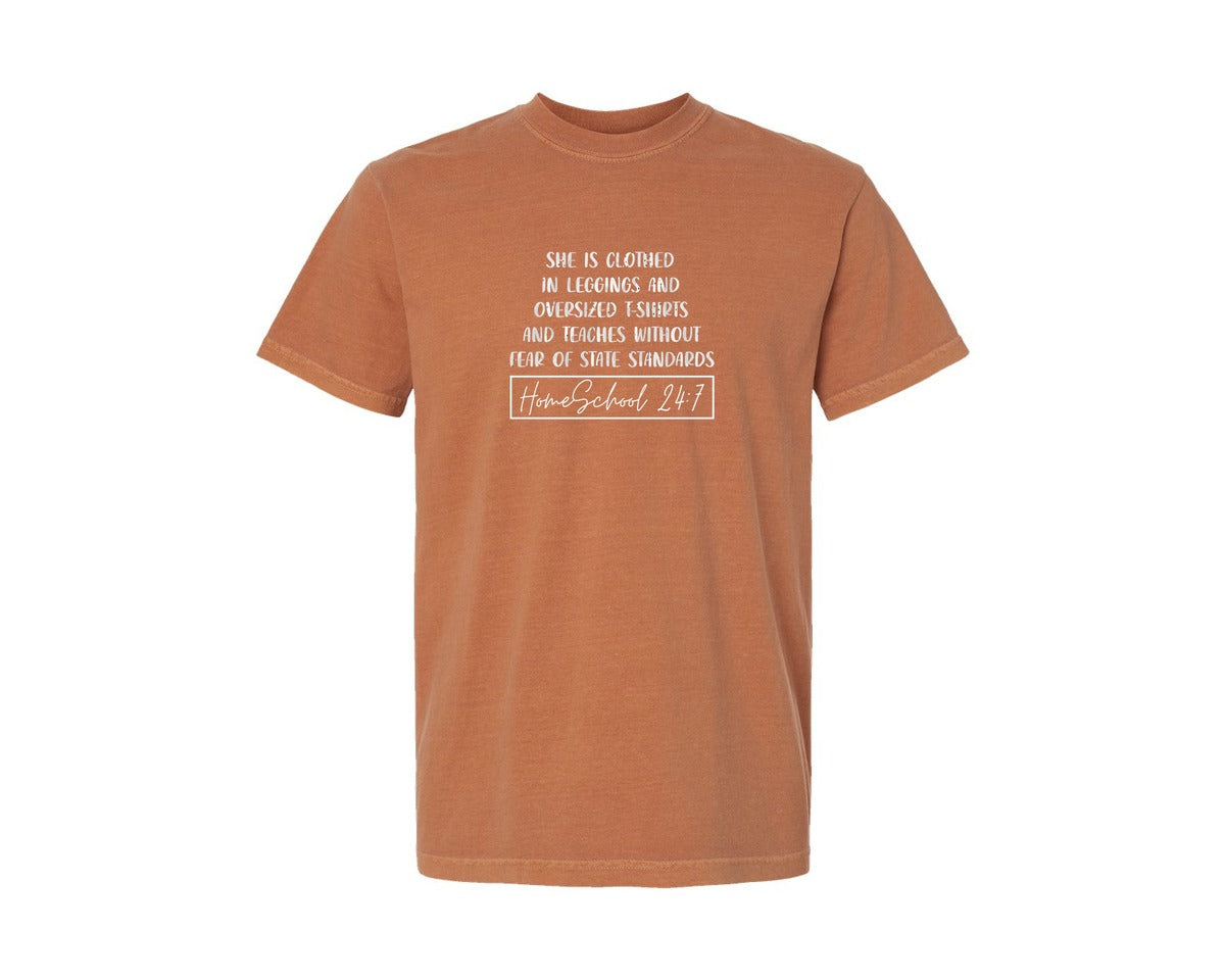 brand:Comfort Colors|color:Yam|She Is Clothed Homeschool Mom Mama Graphic T-Shirt