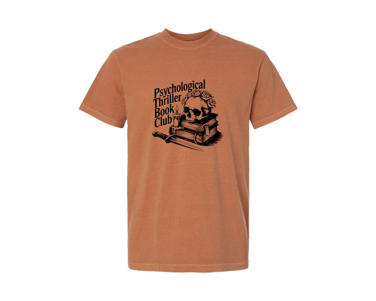 brand:Comfort Colors|color:Yam|Psychological Thriller Book Club T S Graphic T-Shirt