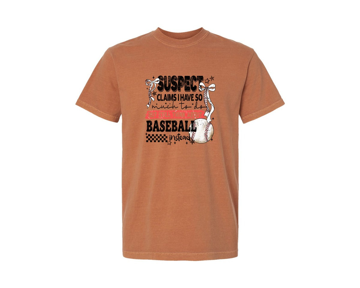 brand:Comfort Colors|color:Yam|Baseball Bow Mom Quote Retro Distressed Graphic T-Shirt