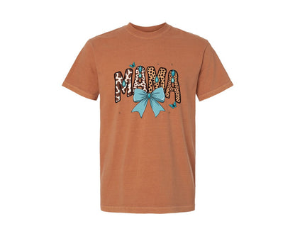 brand:Comfort Colors|color:Yam|Western Leopard Mama With Bow 4 Graphic T-Shirt
