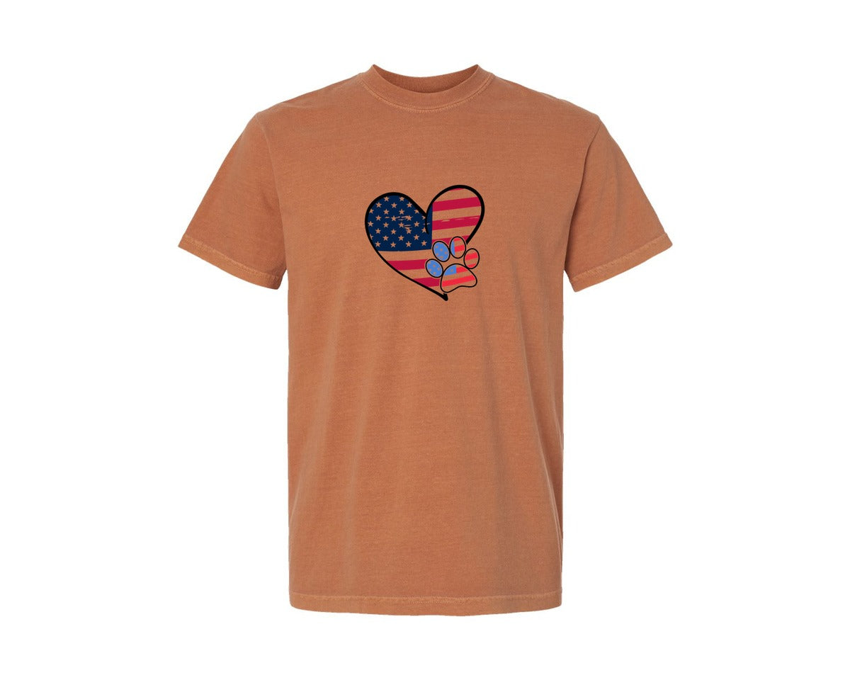 brand:Comfort Colors|color:Yam|American Flag Patriotic Dog Lover Graphic T-Shirt