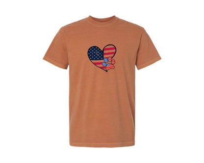 brand:Comfort Colors|color:Yam|American Flag Patriotic Dog Lover Graphic T-Shirt