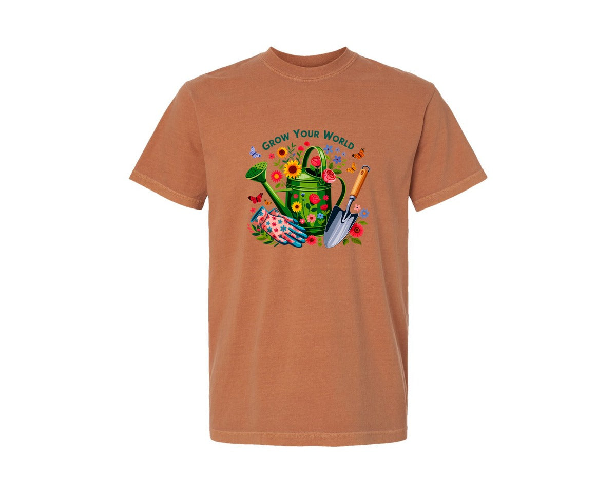 brand:Comfort Colors|color:Yam|Spring Summer Floral Graphic T-Shirt
