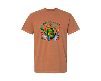 brand:Comfort Colors|color:Yam|Spring Summer Floral Graphic T-Shirt
