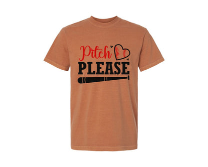 brand:Comfort Colors|color:Yam|Pitch Please Baseball Cut File Graphic T-Shirt