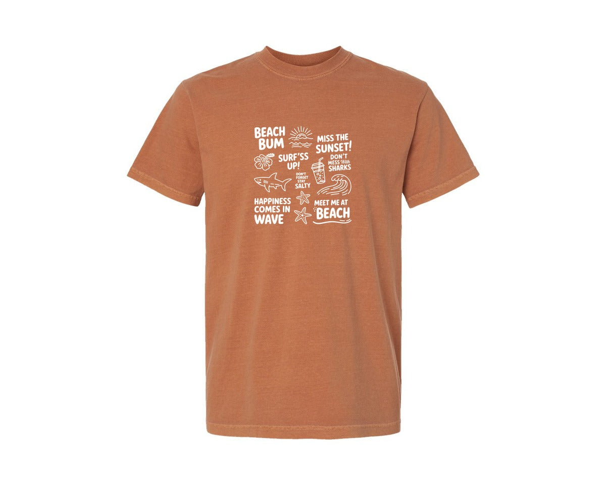 brand:Comfort Colors|color:Yam|Funny Beach Sunset Quotes T Shirt Graphic T-Shirt