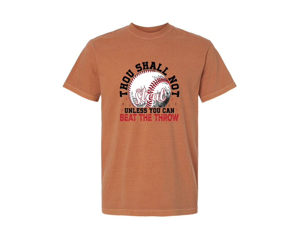 brand:Comfort Colors|color:Yam|Funny Baseball Thou Shall Not Steal Graphic T-Shirt