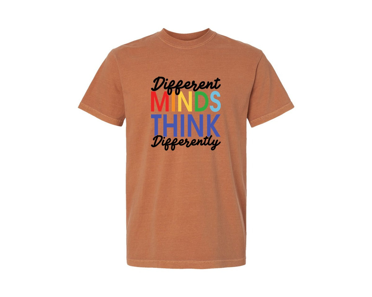 brand:Comfort Colors|color:Yam|Different Minds Autism T Shirt Graphic T-Shirt
