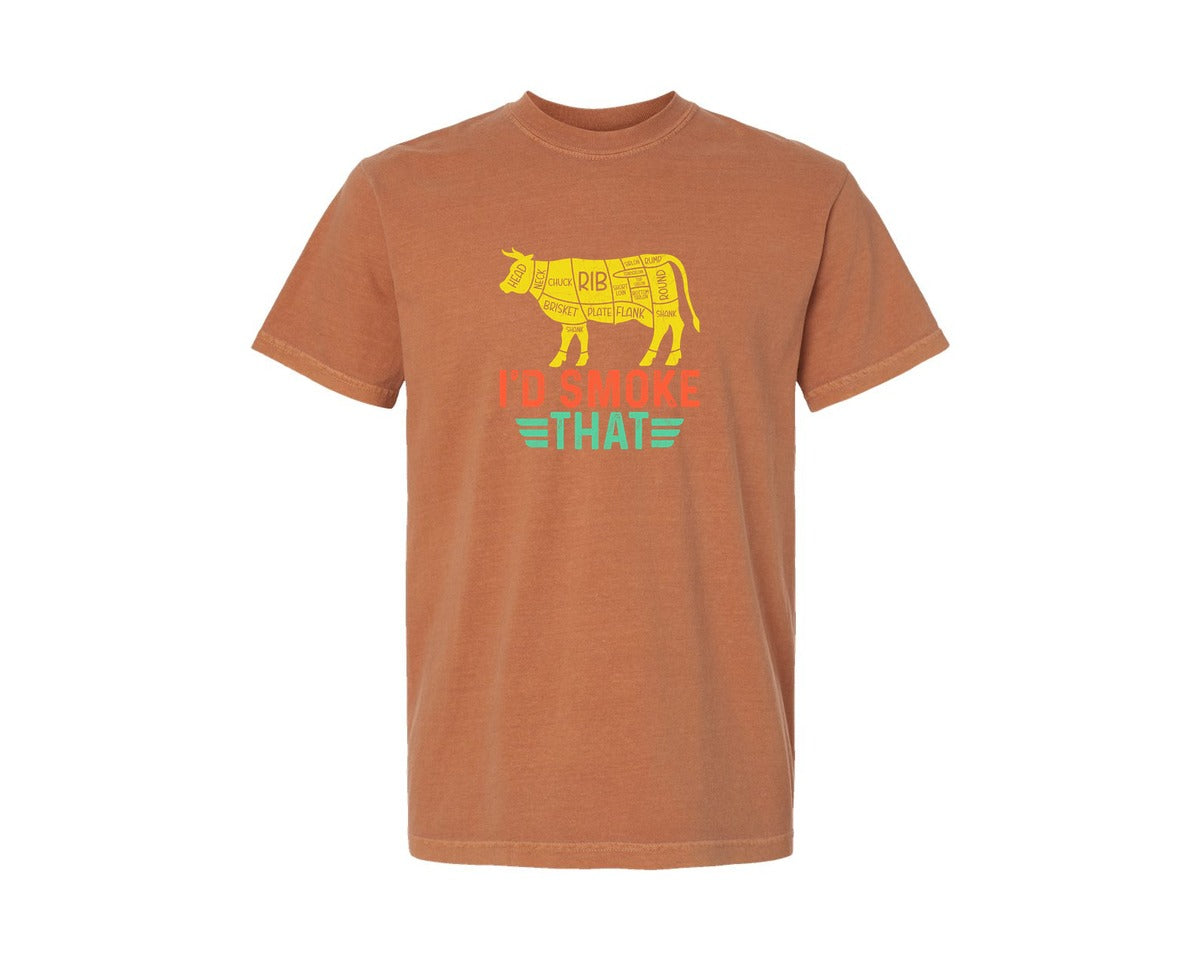 brand:Comfort Colors|color:Yam|Funny Bbq Cow Beef Id Smoke That Graphic T-Shirt