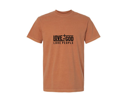brand:Comfort Colors|color:Yam|Love God Love People Christian 4 Graphic T-Shirt