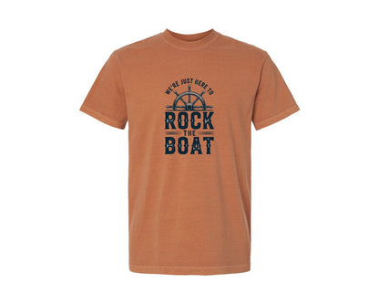 brand:Comfort Colors|color:Yam|Were Just Here To Rock The Boat 2 Graphic T-Shirt