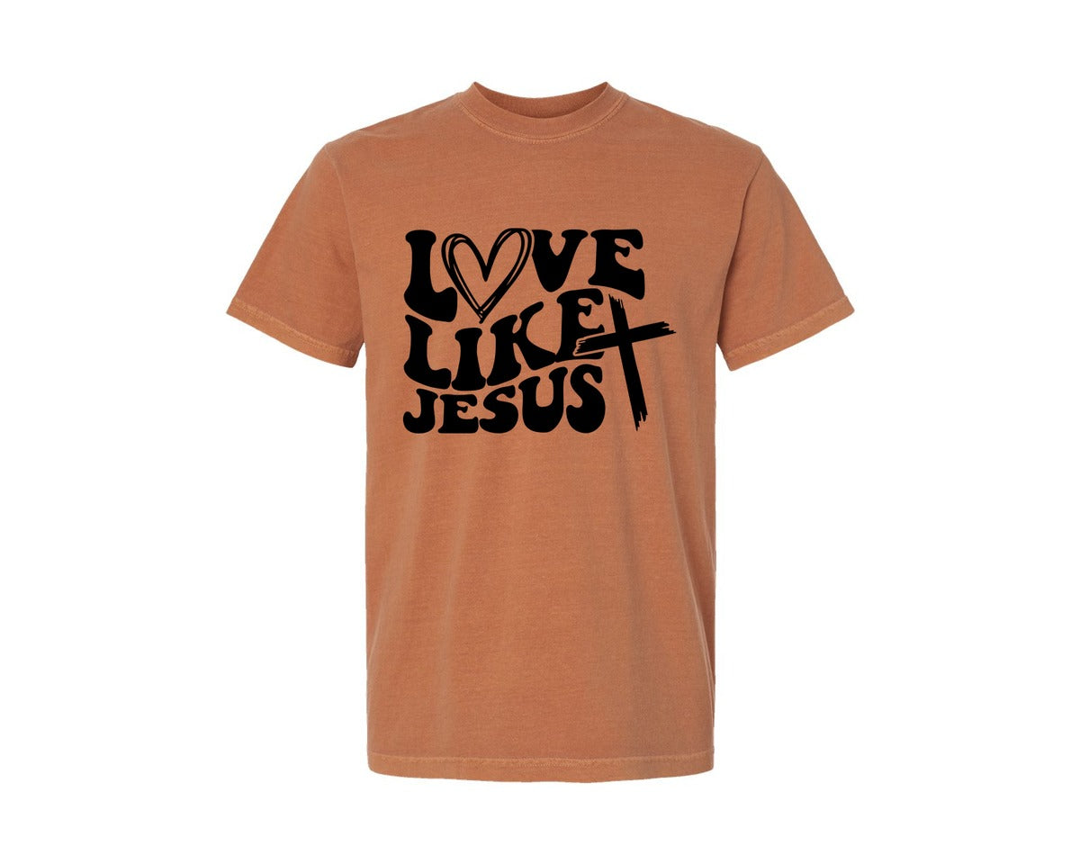 brand:Comfort Colors|color:Yam|Love Like Jesus Wavy 2 Graphic T-Shirt