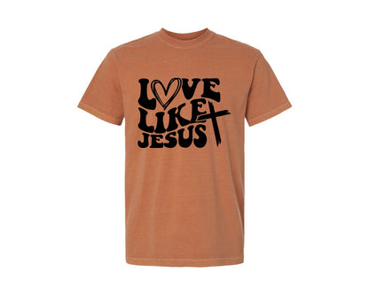 brand:Comfort Colors|color:Yam|Love Like Jesus Wavy 2 Graphic T-Shirt