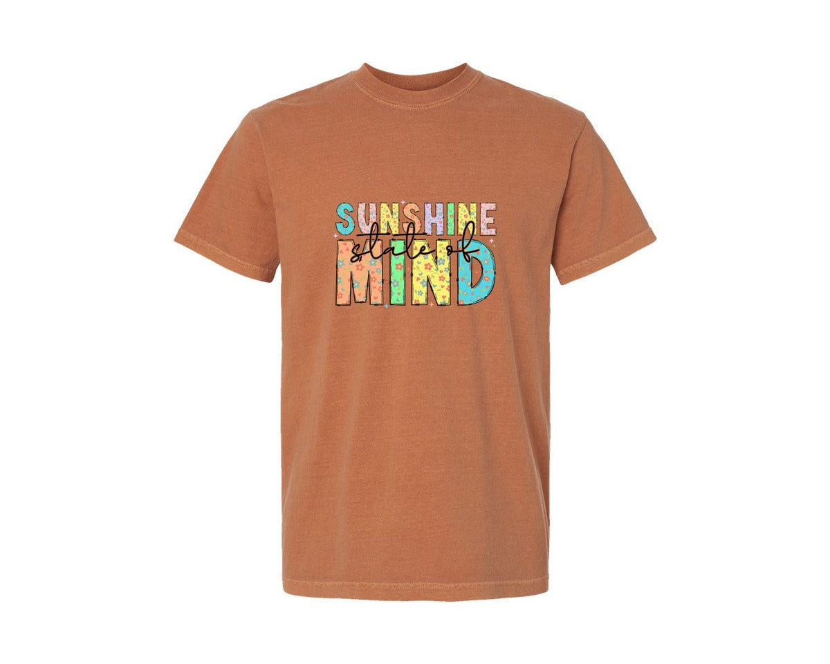 brand:Comfort Colors|color:Yam|Sunshine State Of Mind Summer Floral Pn Graphic T-Shirt