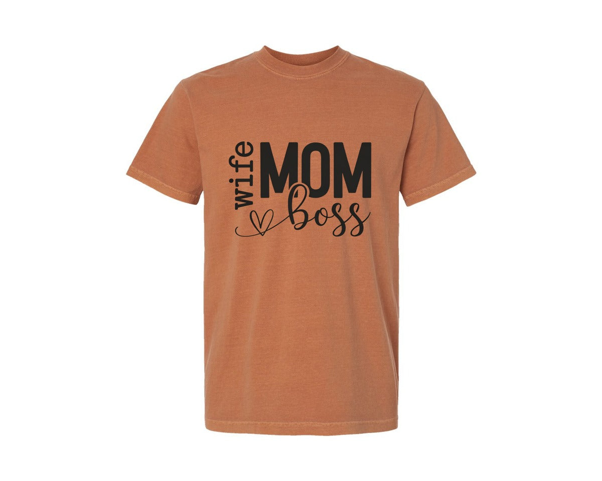 brand:Comfort Colors|color:Yam|Wife Mom Boss Empowered Woman Graphic T-Shirt