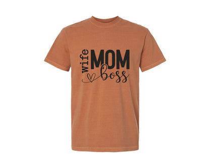 brand:Comfort Colors|color:Yam|Wife Mom Boss Empowered Woman Graphic T-Shirt