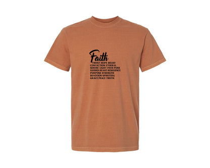 brand:Comfort Colors|color:Yam|Faith Words Religious Christian 3 Graphic T-Shirt
