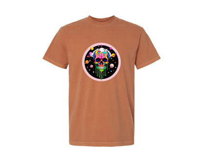 brand:Comfort Colors|color:Yam|Cosmic Skull T Shirt Design Graphic T-Shirt