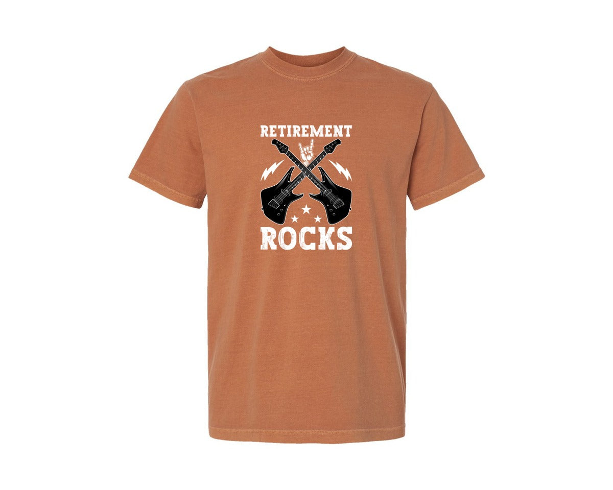 brand:Comfort Colors|color:Yam|Retirement Rocks T Shirt Graphic T-Shirt