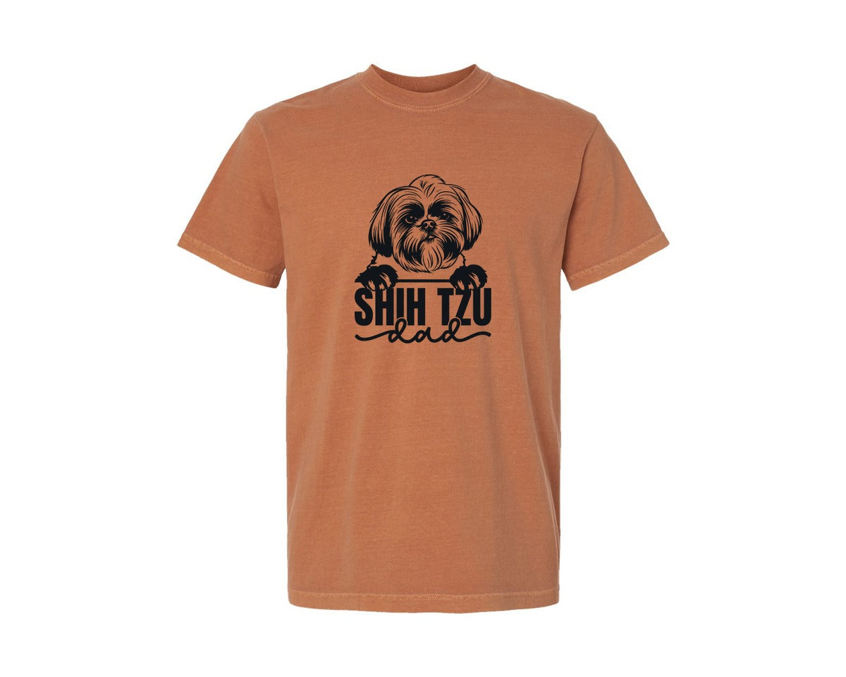 brand:Comfort Colors|color:Yam|Shih Tzu Dad Svgdog Graphic T-Shirt