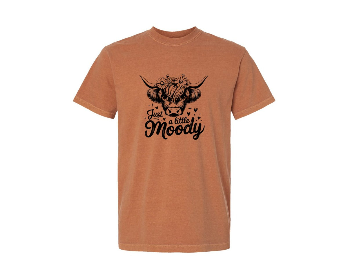 brand:Comfort Colors|color:Yam|Just A Little Moody T Shirt Design Graphic T-Shirt