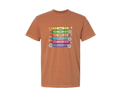 brand:Comfort Colors|color:Yam|Colorful Motivational Teacher Design Graphic T-Shirt