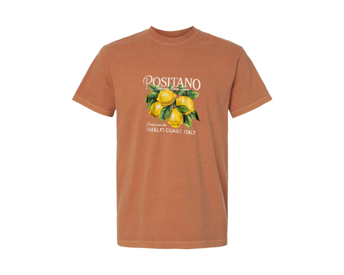 brand:Comfort Colors|color:Yam|Positano Lemon Amalfi Coast Italian Graphic T-Shirt