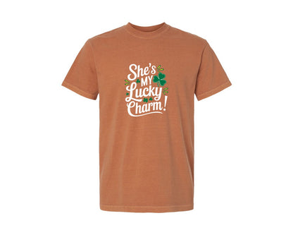 brand:Comfort Colors|color:Yam|Shes My Lucky Charm St Patricks Day 2 Graphic T-Shirt