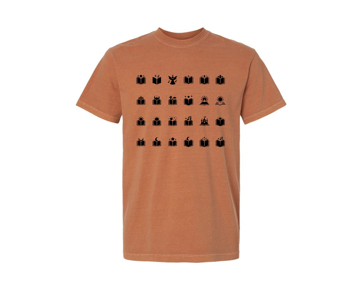 brand:Comfort Colors|color:Yam|Open Book With Fantasy Graphic T-Shirt