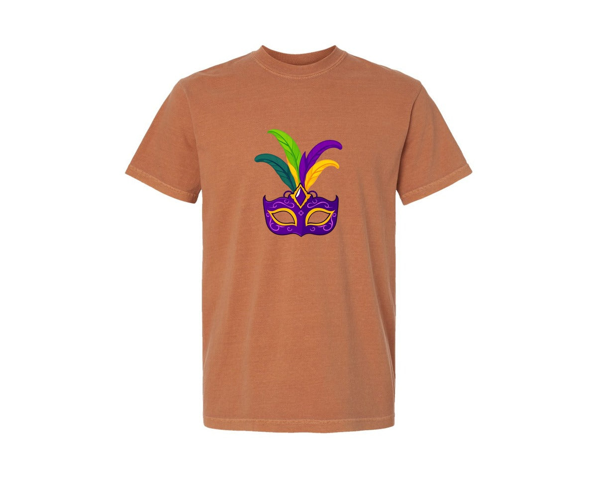 brand:Comfort Colors|color:Yam|Mardi Gras Mask T Shirt Design 4 Graphic T-Shirt