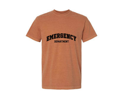 brand:Comfort Colors|color:Yam|Retro Emergency Department Varsity 2 Graphic T-Shirt