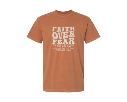 brand:Comfort Colors|color:Yam|Faith Over Fear Christian Shirt 4 Graphic T-Shirt