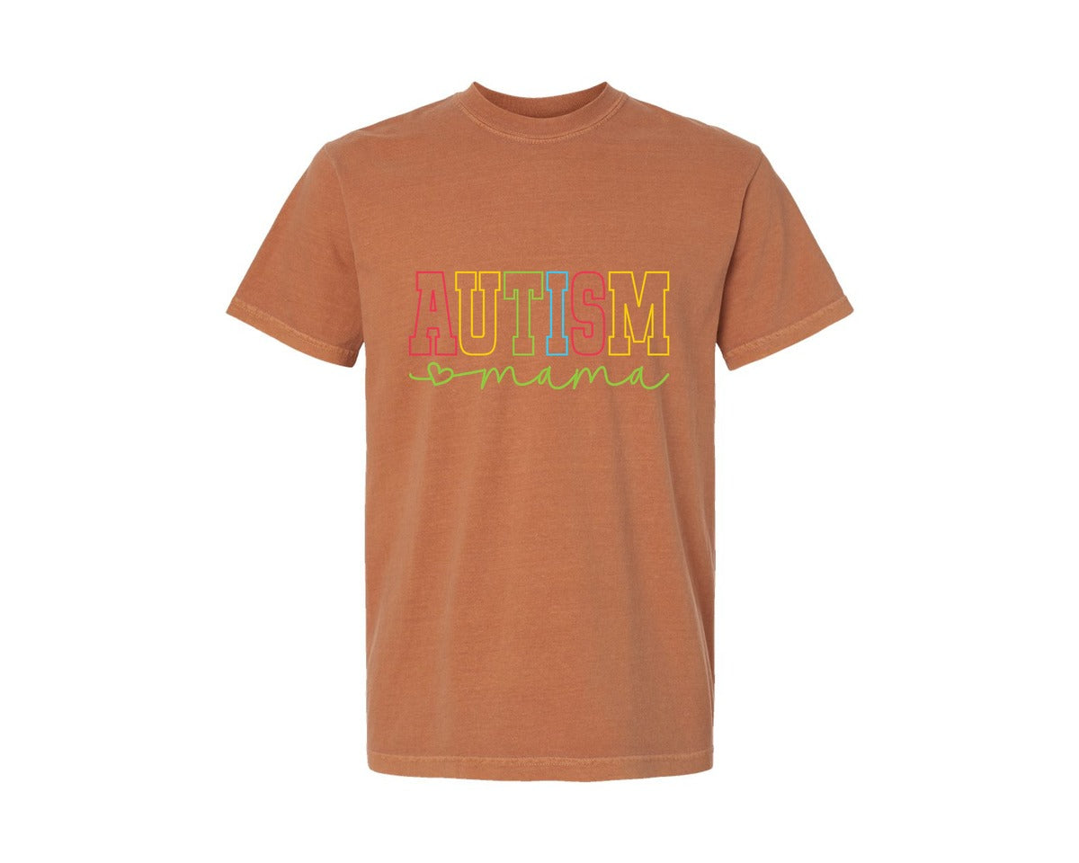 brand:Comfort Colors|color:Yam|Autism Mama Awareness Graphic T-Shirt