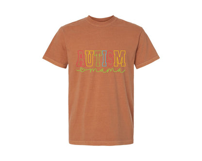 brand:Comfort Colors|color:Yam|Autism Mama Awareness Graphic T-Shirt