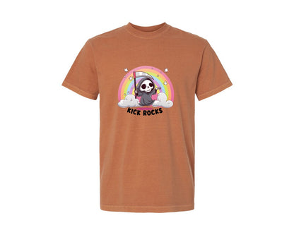 brand:Comfort Colors|color:Yam|Kick Rocks Cute Grim Reaper Graphic T-Shirt