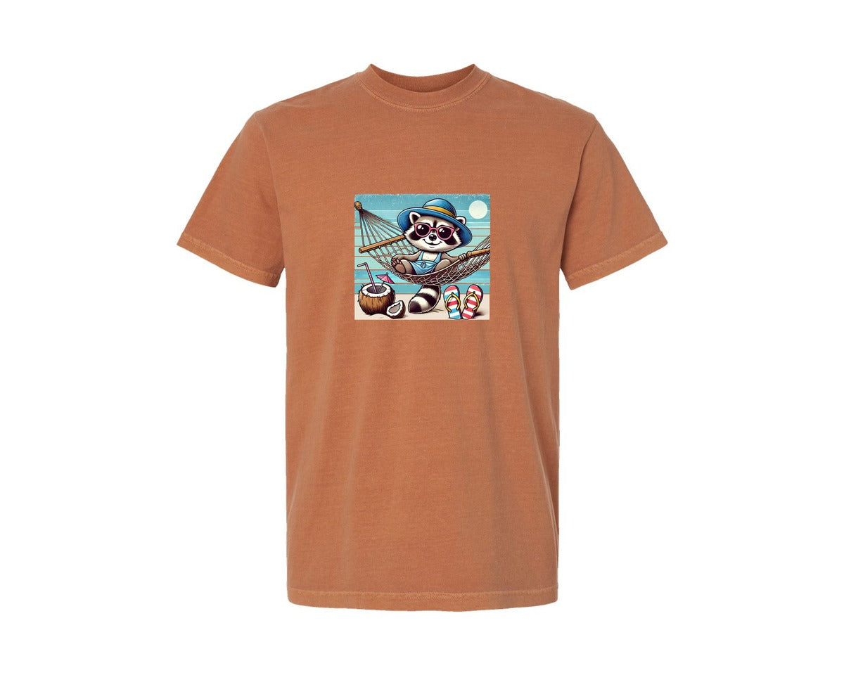 brand:Comfort Colors|color:Yam|Feral Girl Summer Raccoon Summerpng Graphic T-Shirt