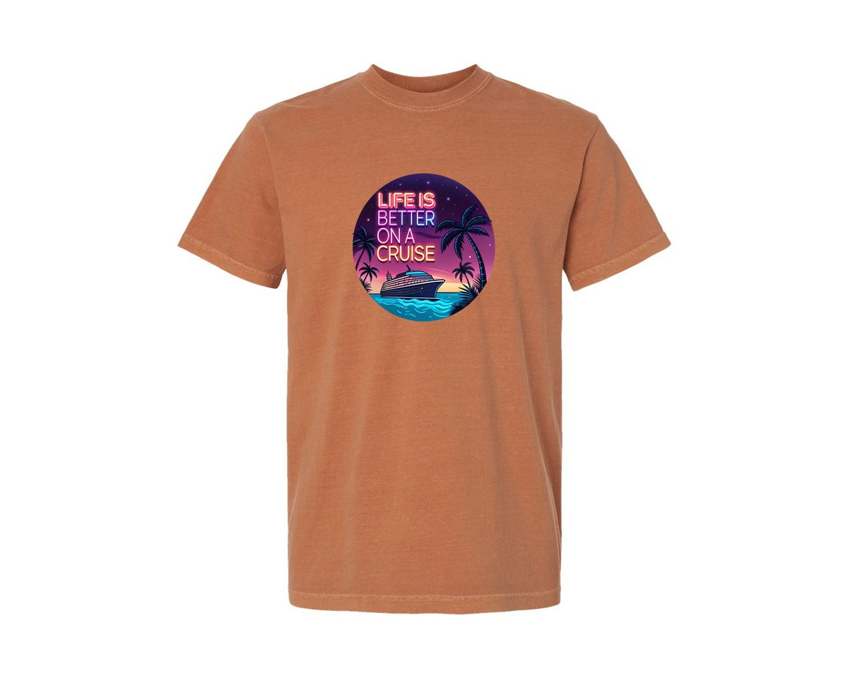 brand:Comfort Colors|color:Yam|Life Is Batter On Cruise Ship Shirt 2 Graphic T-Shirt