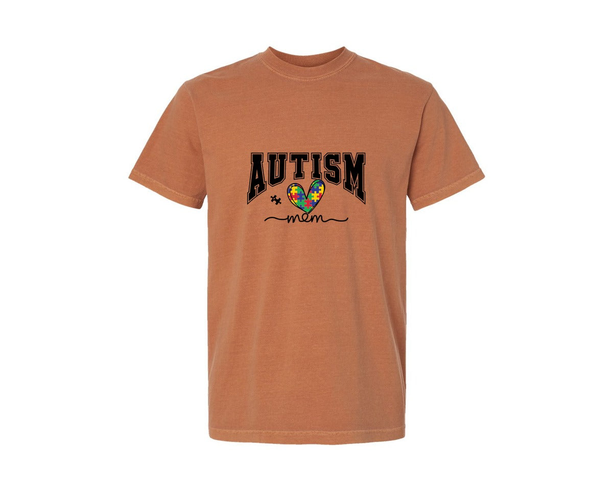 brand:Comfort Colors|color:Yam|Autism Mom Autism Awareness 2 Graphic T-Shirt