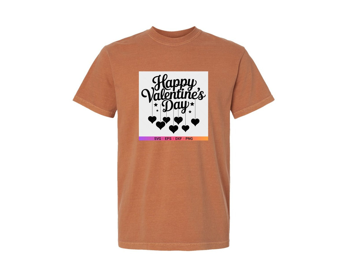 brand:Comfort Colors|color:Yam|Happy Valentines Day Cut File 25 Graphic T-Shirt