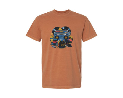 brand:Comfort Colors|color:Yam|Retro Hip Hop Rap Boombox Style Graphic T-Shirt