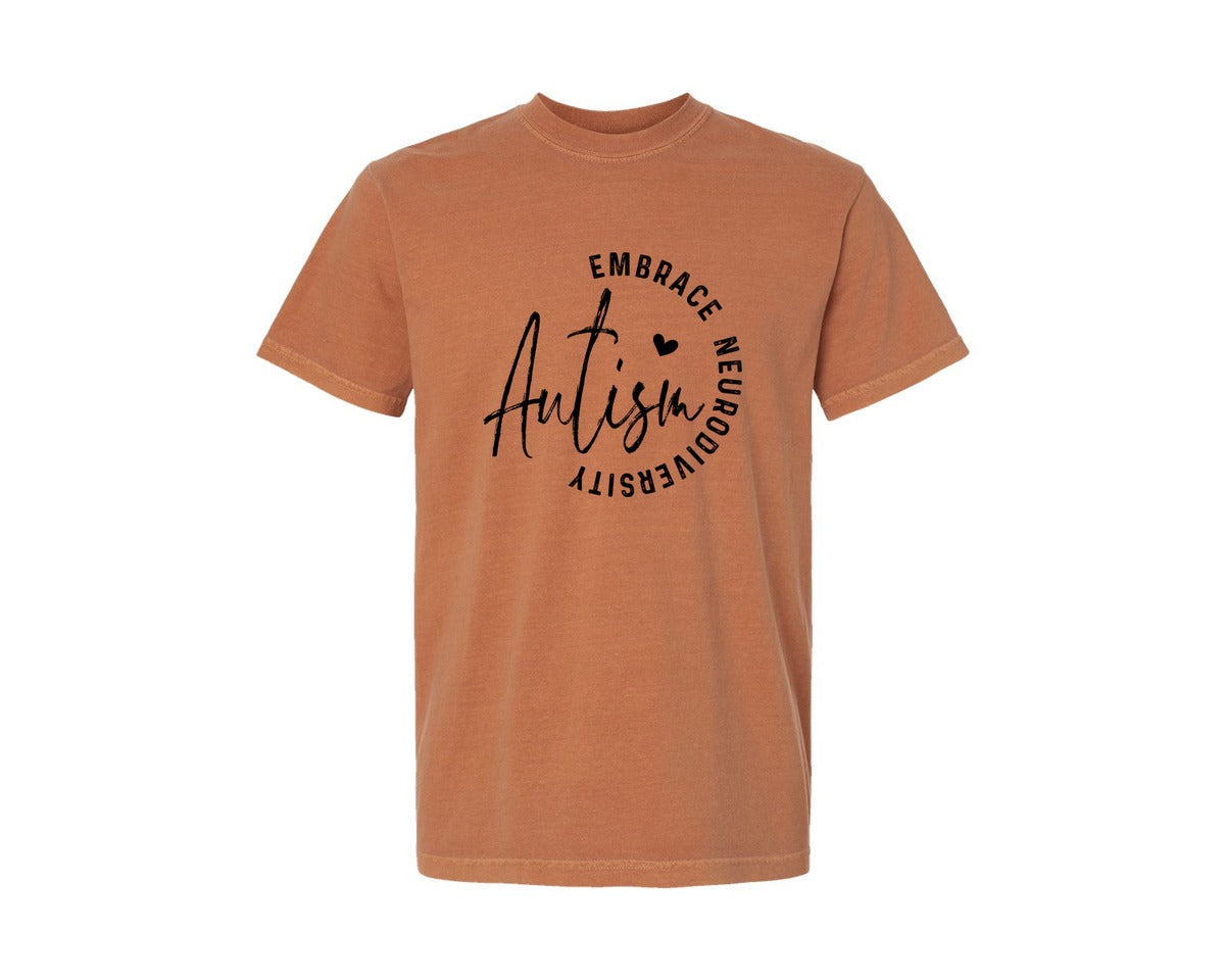 brand:Comfort Colors|color:Yam|Embrace Neurodiversity Autism Graphic T-Shirt