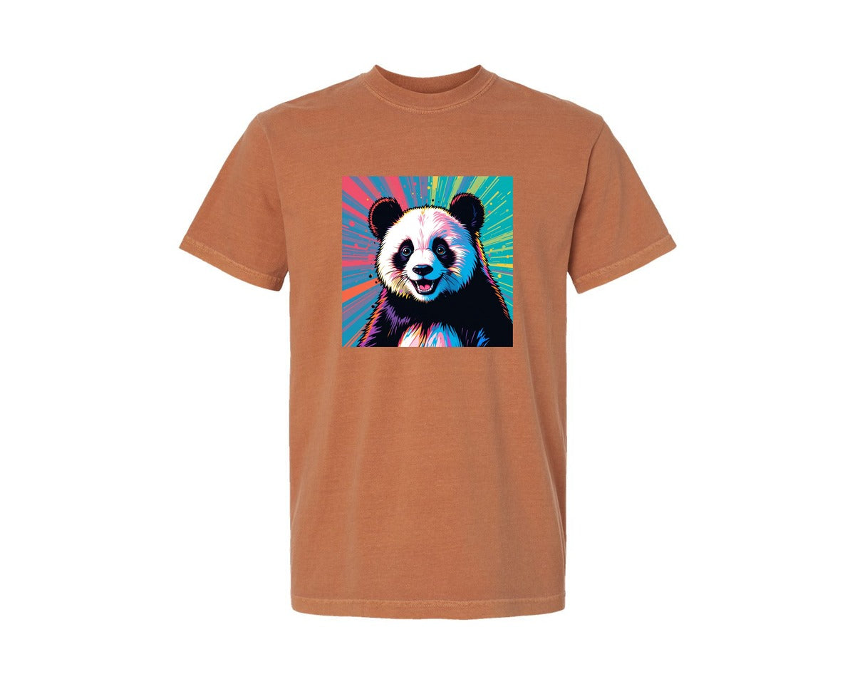 brand:Comfort Colors|color:Yam|Trendy Vintage Panda Illustration Graphic T-Shirt