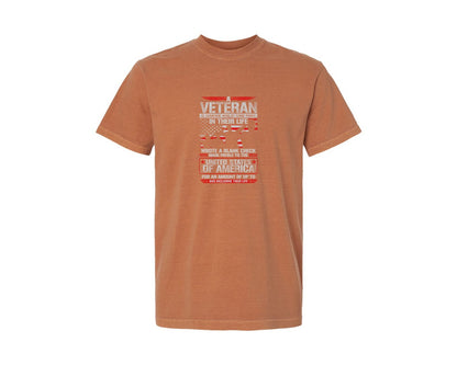 brand:Comfort Colors|color:Yam|Veteran Wrote Blank Check T Graphic T-Shirt