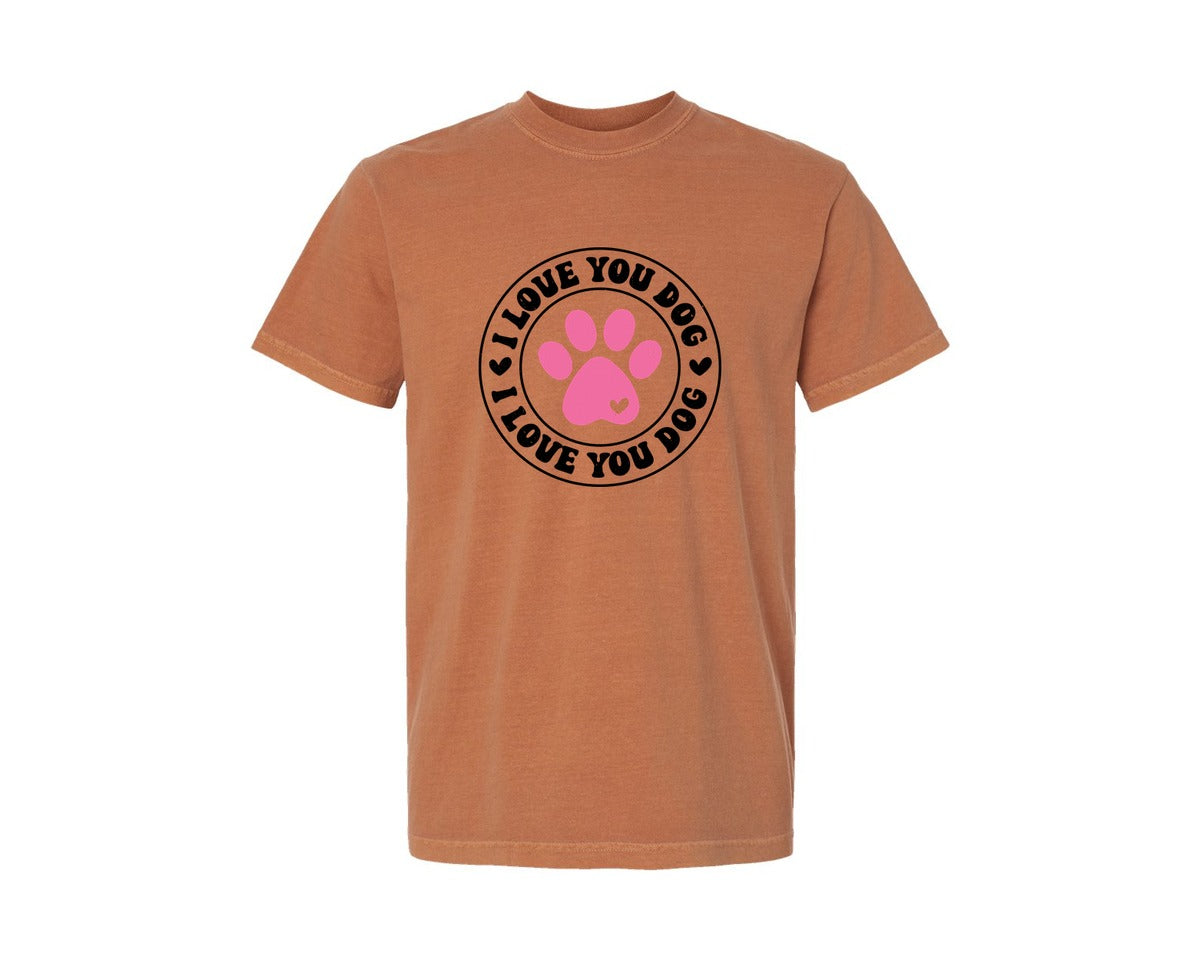 brand:Comfort Colors|color:Yam|I Love You Dog Dog Lover 2 Graphic T-Shirt