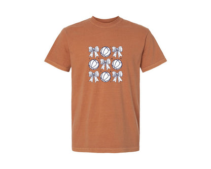brand:Comfort Colors|color:Yam|Volleyball Bow Volleyball Mama Graphic T-Shirt